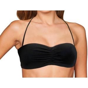 NEW ZALI center ruched bandeau bikini top in black
